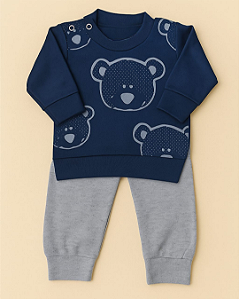 Conjunto Confort Bebê Menino 100% Algodão - Azul Marinho