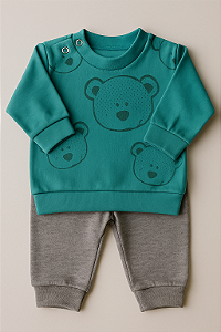 Conjunto Confort Manga Longa 100% Algodão - Verde