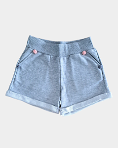 Shorts Infantil Menina em Moletom Cinza Nanai by Kily