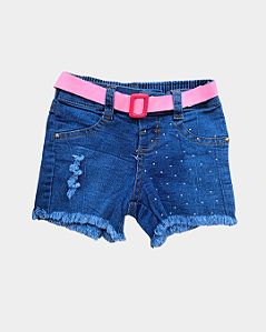 Shorts Jeans Infantil com elastano e brilho