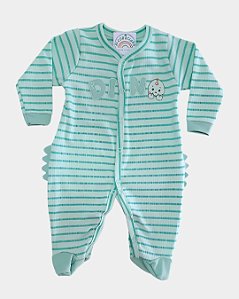 Macacão Bebê Canelado 100% algodão Dinossauro Verde