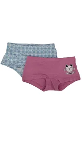 Kit 2 Calcinhas Boxer Infantil Corações