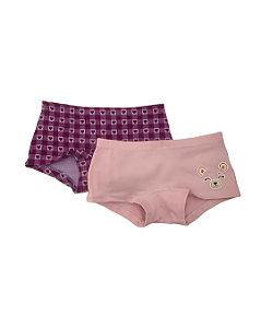 Kit 2 Calcinhas Boxer Infantil Ursinha Corações