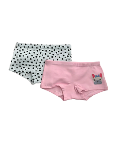 Kit 2 Calcinhas Boxer Infantil Poá Cachorrinho