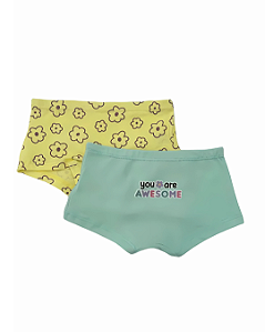 Kit 2 Calcinhas Boxer Infantil Flores