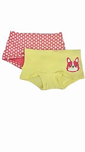 Kit 2 Calcinhas Boxer Infantil Raposinha Amarela