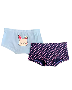 Kit 2 Calcinhas Boxer Infantil Coelhinho