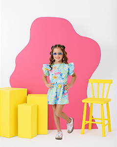 Conjunto Infantil Meninas Fundo do Mar