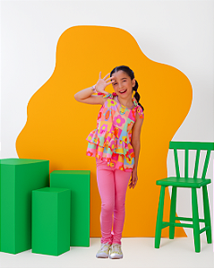 Conjunto Infantil Meninas Calça e Batinha Mundo Colorido