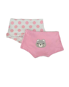 Kit 2 Calcinhas Boxer Infantil Shortinho Ursinha Rosa