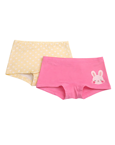 Kit 2 Calcinhas Boxer Infantil Coelhlinho estilo Shortinhos