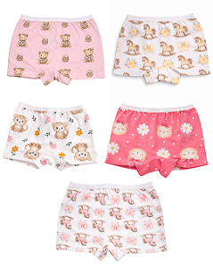 Kit 2 Calcinhas Boxer Estilo Shortinhos Cintura Alta Nova Coleção 2 ao 14 anos