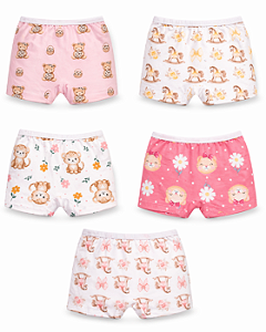 Kit 2 Calcinhas Boxer Estilo Shortinhos Cintura Alta Nova Coleção Encanto 2 ao 14 anos