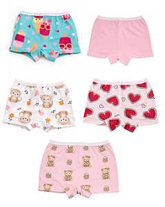 Kit 4 Calcinhas Boxer Estilo Shortinhos Cintura Alta Nova Coleção 2 ao 14 anos