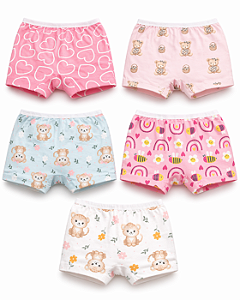 Kit 4 Calcinhas Boxer Estilo Shortinhos Cintura Alta Nova Coleção Encanto 2 ao 14 anos