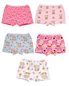 Kit 6 Calcinhas Boxer Estilo Shortinhos Cintura Alta Nova Coleção 2 ao 14 anos