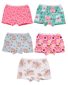 Kit 10 Calcinhas Boxer Estilo Shortinhos Cintura Alta Nova Coleção 2 ao 14 anos
