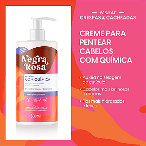 Creme Para Pentear Cabelos Com Química Negra Rosa 500ml