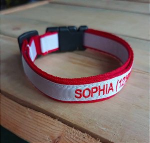 Coleira identificação bordada PREMIUM
