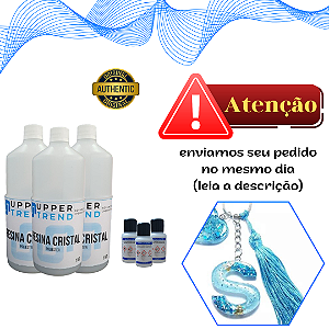 Kit 3 Resina Cristal transparente para artesanatos 3Kg + Catalisadores Secante