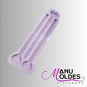 Molde de silicone caneta com coração resina decoração