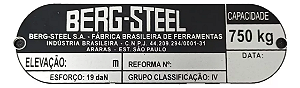 Placas De Identificação P/ Talhas Alavanca 750kg - Berg