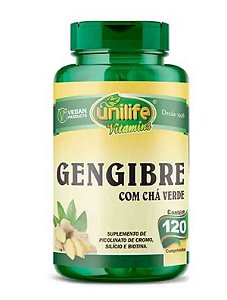 GENGIBRE COM CHA VERDE UNILIFE 550MG 120 CAPSULAS