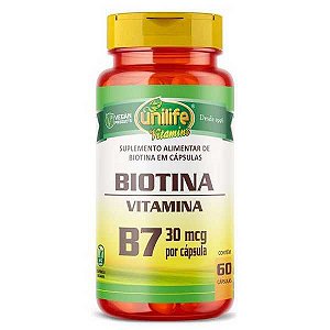 VITAMINA B7 BIOTINA UNILIFE 500MG 60 CAPSULAS