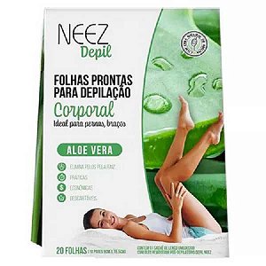 FOLHAS PRONTAS PARA DEPILAÇÃO CORPORAL ALOE VERA NEEZ DEPIL