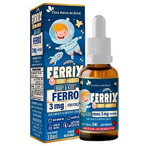 FERRIX FERRO 3MG/PORCAO SABOR MORANGO  KIDS - FLORA NATIVA 30ML