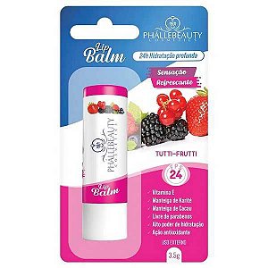 BATOM HIDRATANTE LABIAL LIP BALM FPS 24 TUTTI-FRUTTI PHALLEBEAUTY 3,5G