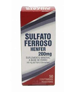 SULFATO FERROSO  ZILFARMA 200MG COM 50DRG -