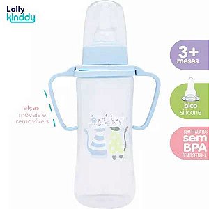 MAMADEIRA LOLLY KINDDY ZOO REDONDA COM ALÇA 240ML AZUL REF. 2560-01 M