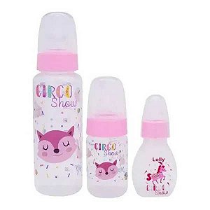 KIT DE 3 MAMADEIRAS LOLLY NENNY TIP REDONDA ROSA REF. 3470-01 F
