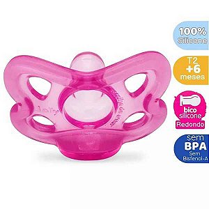CHUPETA LOLLY 100% SILICONE TIPO BICO DE SILICONE REDONDA N°2 (+6 MESES) ROSA REF. 6112-02 F