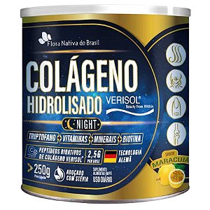 COLAGENO VERISOL NIGHT (C/ TRIPTOFANO) 250 GR (SABOR MARACUJA) CX/6 - FLORA NATIVA