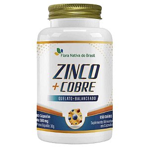 ZINCO + COBRE QUELATO 60 CAPS CX/15 - FLORA NATIVA