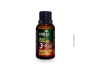 OLEO 3X1 ALECRIM, RICINO E COCO 30ML NIRAJ CX/12 - DERMACREAM