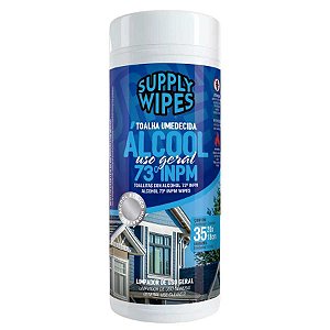 TOALHA UMED ALCOOL 73° POTE C/35 UND 20X18 CX/12 - SUPPLY WIPES