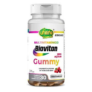 GUMMY MULTIVITAMINICO BIOVITON - SABOR FRAMBOESA - 2,5GR - 30 GOMAS MASTIGAVEIS - UNILIFE