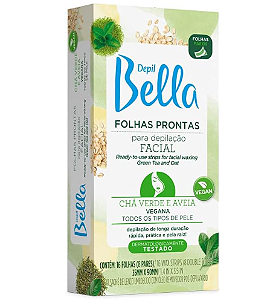 Folhas Prontas Depil Bella Facial Chá Verde e Aveia 16un