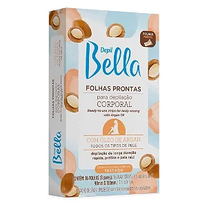 Folhas Prontas Corporal Depil Bella Óleo de Argan 16 unidades