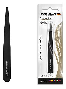 Pinça para Sobrancelha Soling Black Prestige Inox Profissional Design de Sobrancelhas Ref. 362