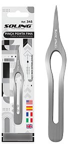 Pinça para sobrancelhas Soling Ponta Fina aço inox esterilizavel Profissional Ref. 345