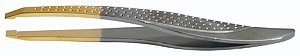 Pinça Ponta Reta dourada Soling Gold Titanium Aço Inox Profissional Ref. 49