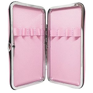 Estojo Organizador de Pinças Couro Rosa