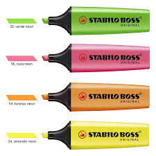 Marca-Texto Stabilo Boss Neon – Cores Rosa, Verde, Amarelo e Laranja