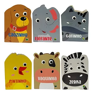 Coleção Meus Amiguinhos - Um Livrinho Recortado, Com Cãozinho, Elefante, Gatinho, Pintinho, Vaquinha E Zebra