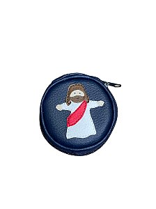 Porta Terço / Porta Moeda / Porta Treco | Jesus - Cor: Azul