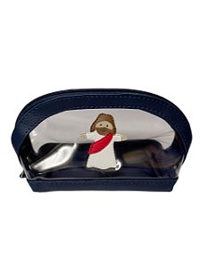 Necessaire com Estampa Personalizada de Jesus ou de Nossa Senhora | Jesus - Cor: Azul